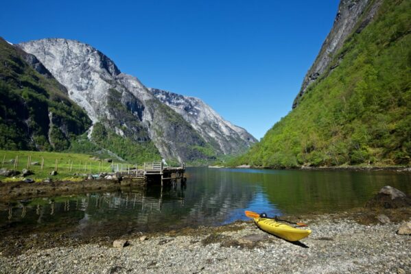 Kayaking on the UNESCO Protected Nærøyfjord.