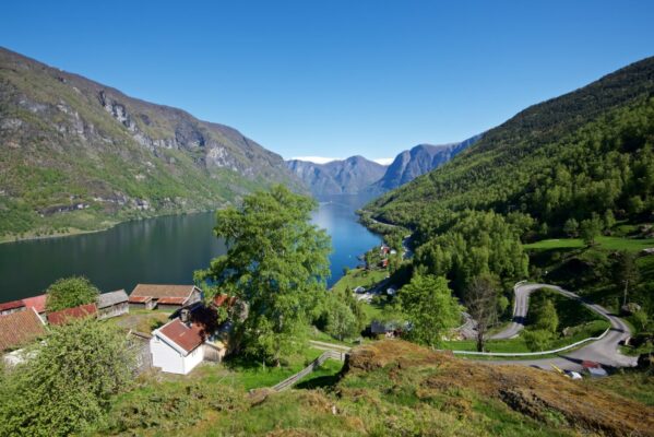 Otternes Farm Yard in the hills above the Aurlandsfjord, between Aurland and Flåm.