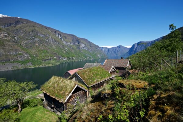 Otternes Farm Yard in the hills above the Aurlandsfjord, between Aurland and Flåm.