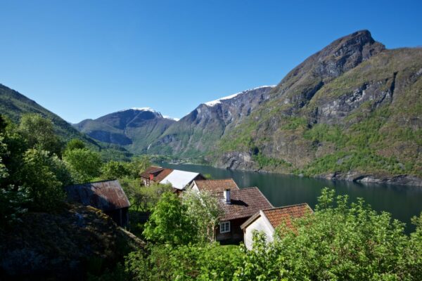 Otternes Farm Yard in the hills above the Aurlandsfjord, between Aurland and Flåm.