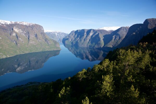 Morning mood from Stegastein viewpoint. View towards the Aurlandsfjord.