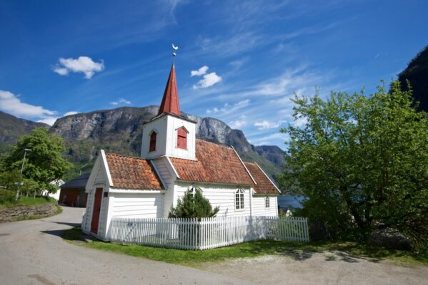 Undredal Stave Church in Undredal by the Aurlandsfjord.